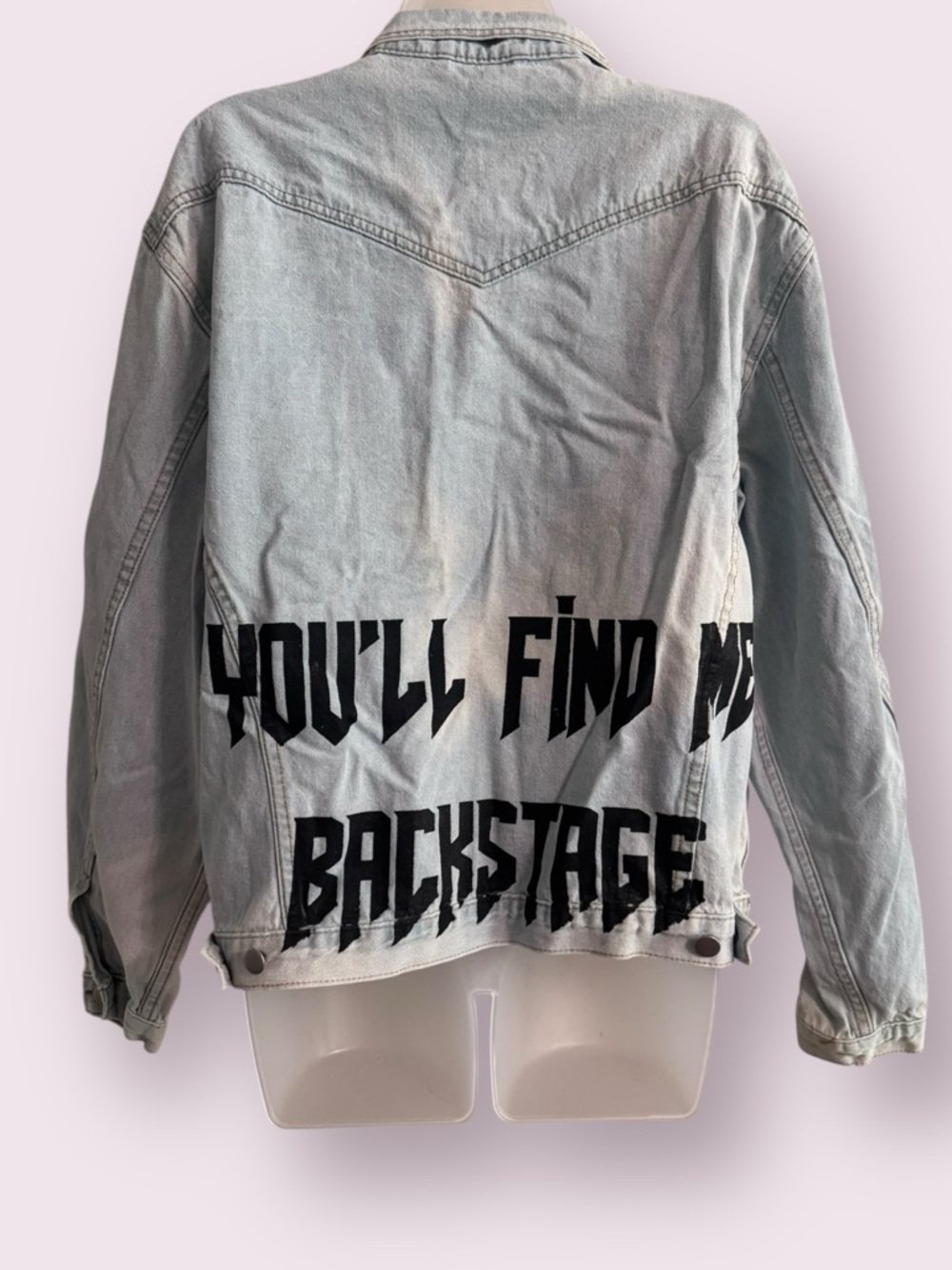 Princess Polly Graphic Denim Jacket Oversized Trucker M/L NWT